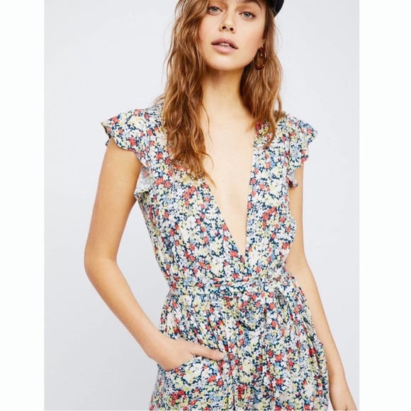 free people // ruffle your feathers floral jumpsuit - Picture 2 of 9